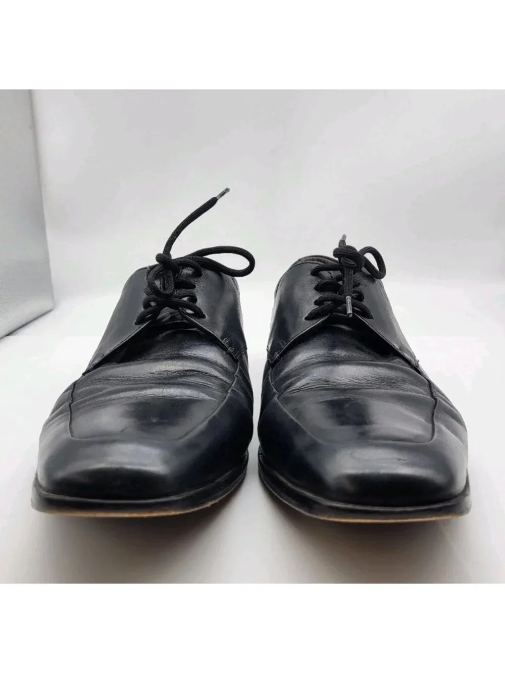 ECCO Men's Black Leather Derby Dress Shoes Square Toe Lace-Up EU 45 11